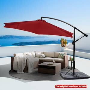 12 ft. Steel Cantilever Offset Outdoor Patio Umbrella with Crank in Red