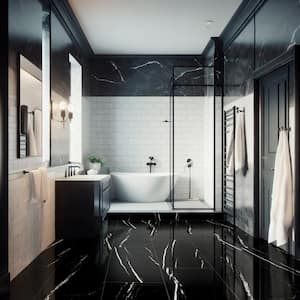 Tavish Nero 32 in. W x 64 in. L Polished Porcelain Floor and Wall Tile (20 Cases/275.65 sq. ft./Pallet)