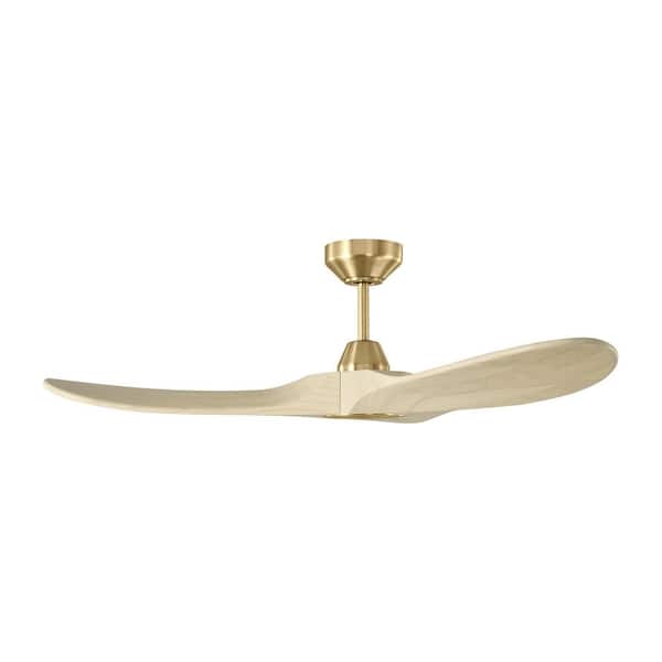 Generation Lighting - Maverick Smart 44 in., Indoor/Outdoor Burnished Brass Modern Downrod Mount Ceiling Fan with Remote Included