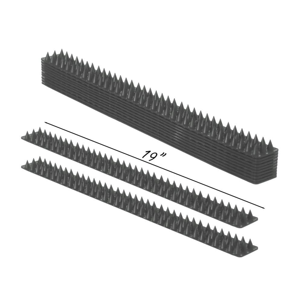 Pack of 10 Black Plastic Bird Deterrent Spikes for Fence and Wall