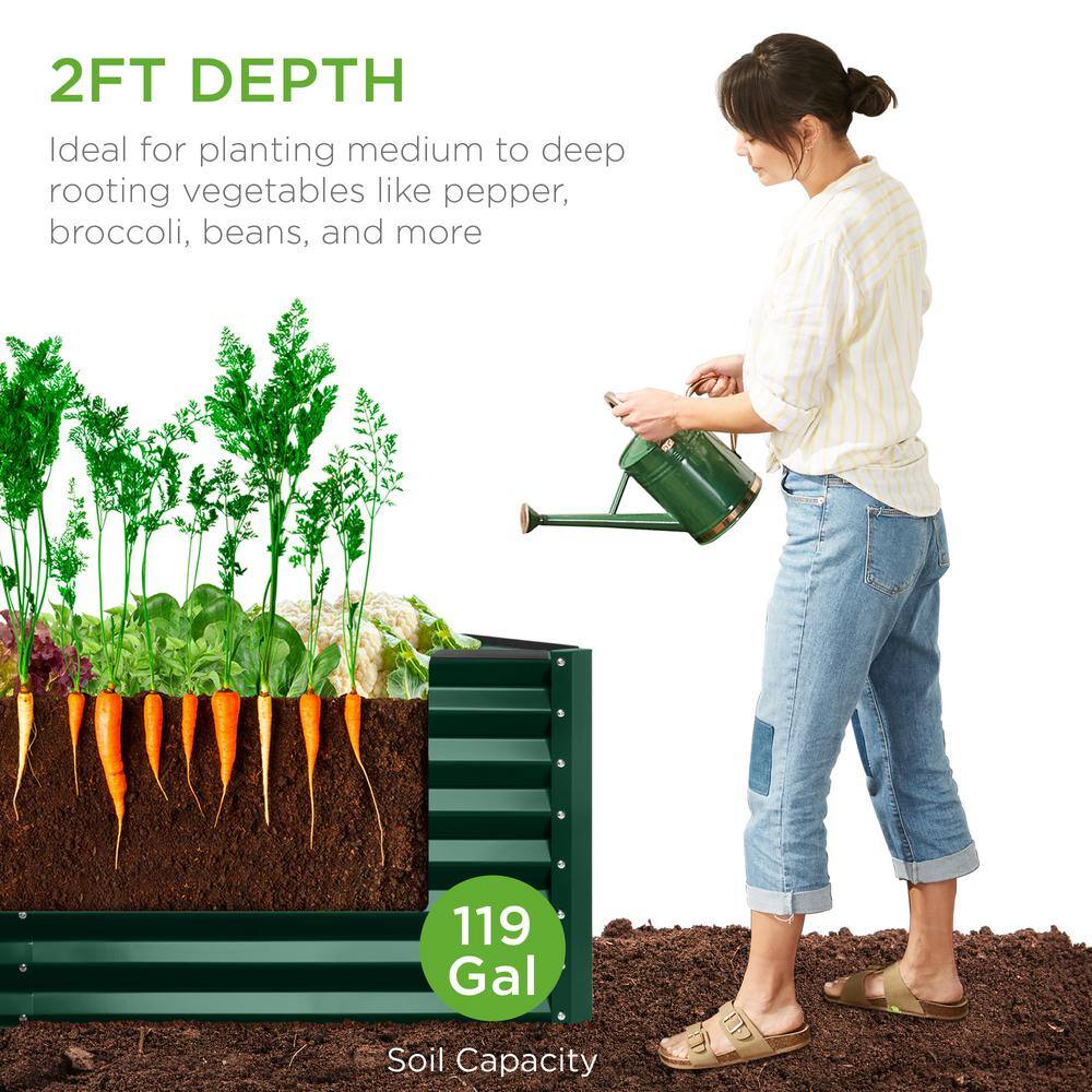 Dark Green 4x2x2ft Metal Raised Garden Bed Planter Box