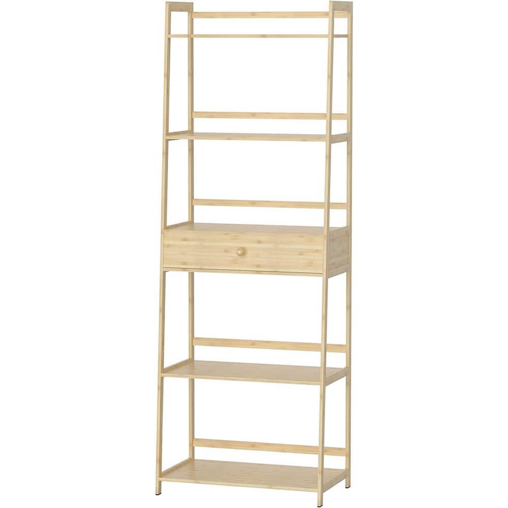 11.8 in. Wide Light Oak 5 Tier Bookshelf Modern Open Bookcase For Bedroom L