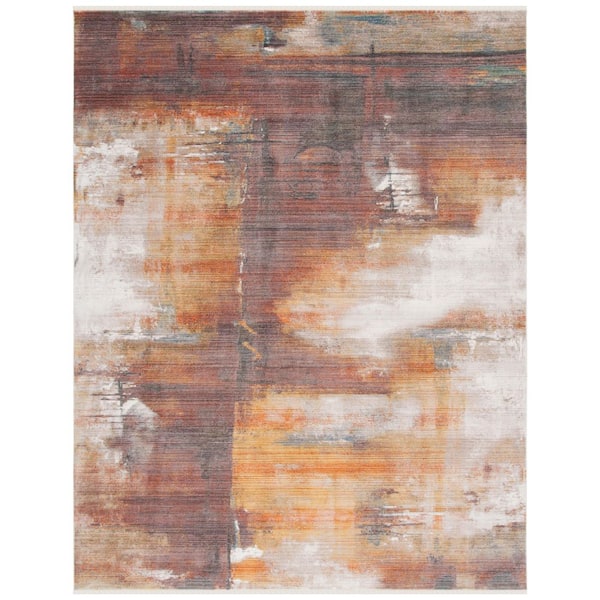 Vintage Persian 9 ft. x 12 ft. Rust/Gold Abstract Marble Area Rug