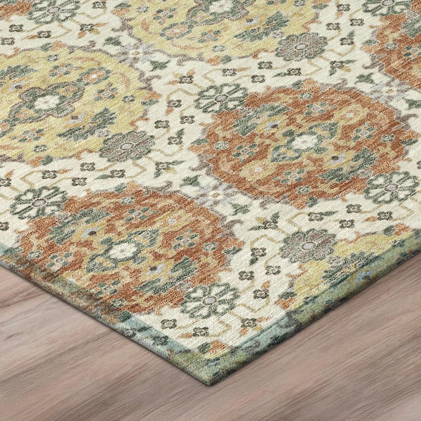 Chantille Machine Washable Indoor/Outdoor Abstract ACN2918 Cream 8 ft. x 8 ft. Round Rug