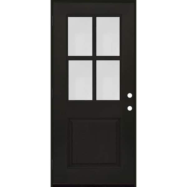 Regency 32 in. x 80 in. 1/2-4 Lite Clear Glass RHOS Onyx Stain Fiberglass Prehung Front Door