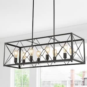 Galax 39 in. 8-Light Oil Rubbed Bronze Adjustable Iron Farmhouse Industrial LED Pendant