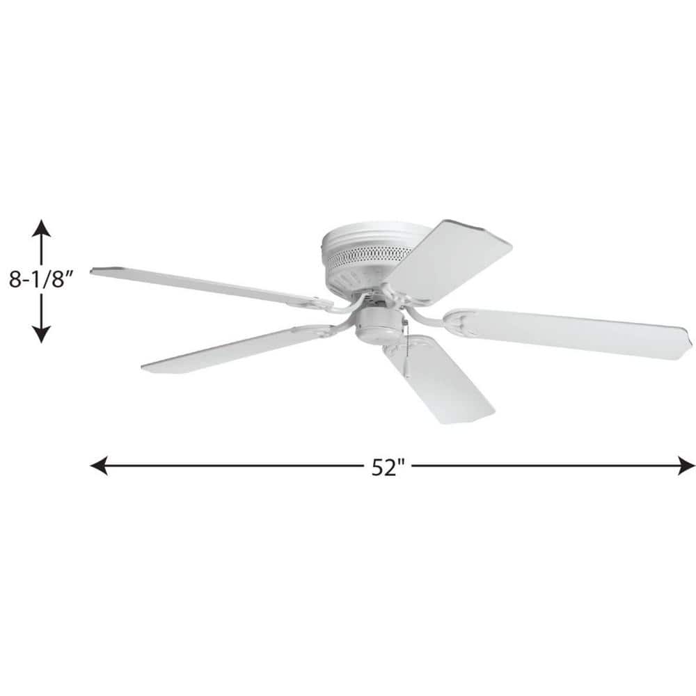 AirPro 52" White Low Profile Reversible Blade Ceiling Fan