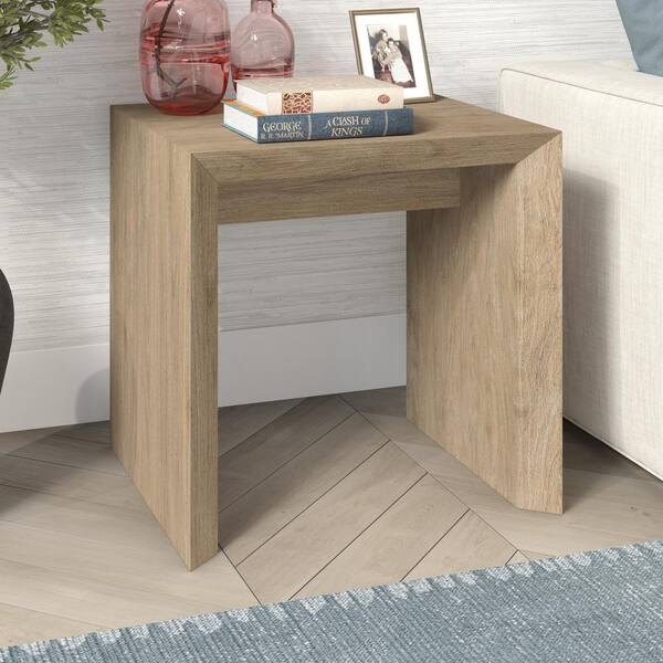 Meyer&Cross Oswin 22 in. Antiqued Gray Oak Rectangular MDF Top End