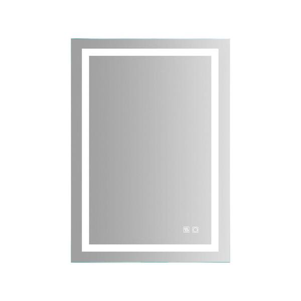 FUNKOL 36 in. W x 28 in. H Silver Rectangular Aluminium Framed Illuminated LED Wall Bathroom Vanity Mirror