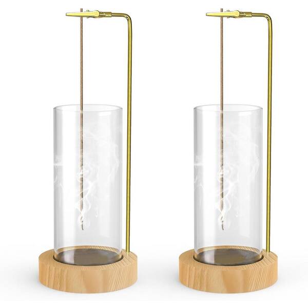 Afoxsos Round Wood Incense Holder 2-Pack for Meditation and Home