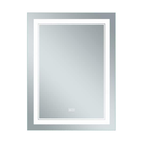 Lirago 28 in. W x 36 in. H Rectangular Frameless Dimmable Wall Mounted Bathroom Vanity Mirror with LED Lights