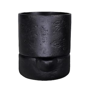 6 in. Dia x 7 in. H Cylinder Composite Self Watering Pot in Black