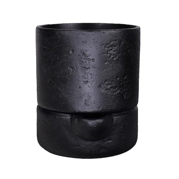 MPG 6 in. Dia x 7 in. H Cylinder Composite Self Watering Pot in Black