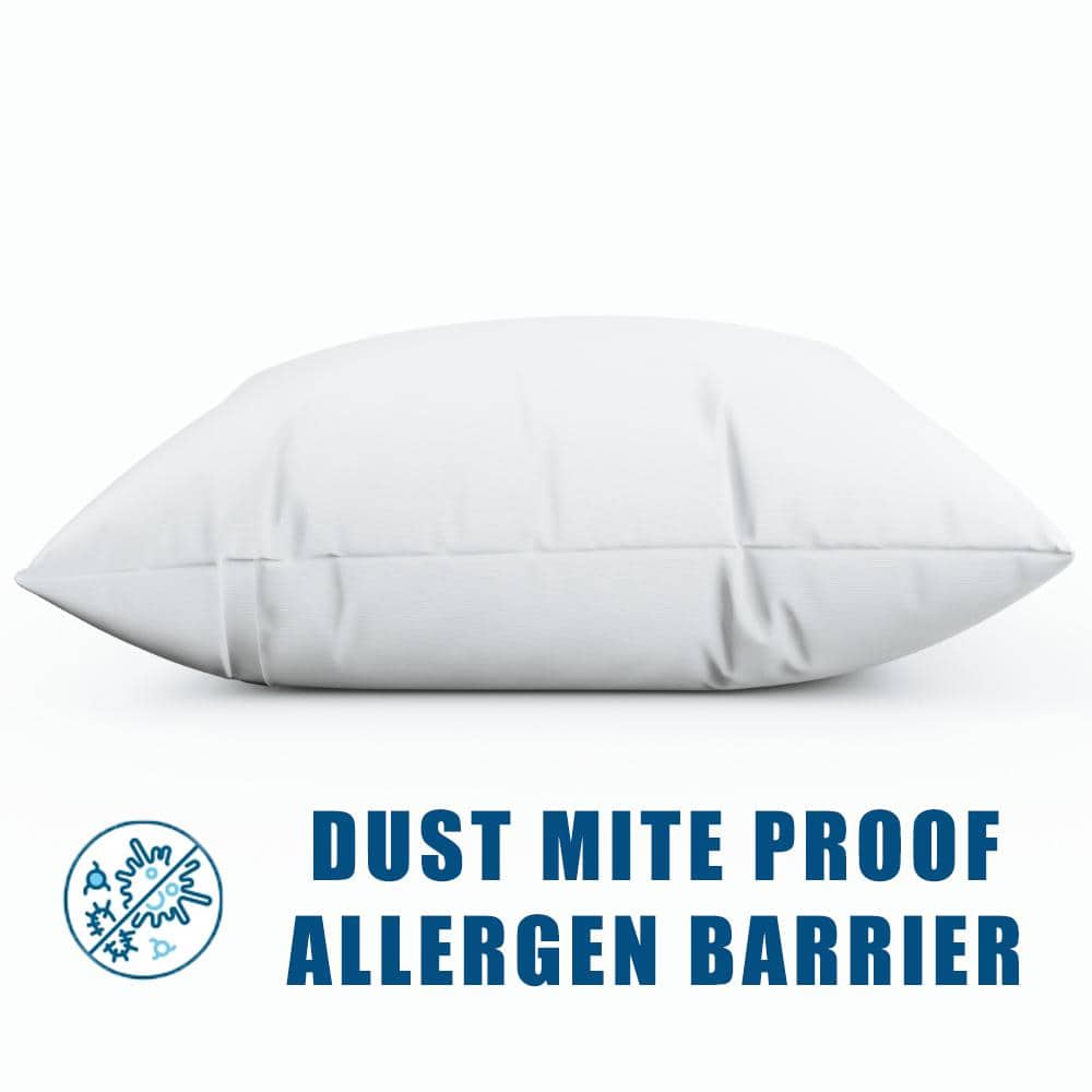White Cotton and Polyester Hypoallergenic Pillow Protector, Standard/Queen