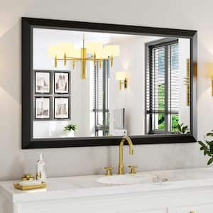 48 in. W x 30 in. H Rectangular Aluminum Alloy Framed and Tempered Glass Wall Bathroom Vanity Mirror in Matte Black