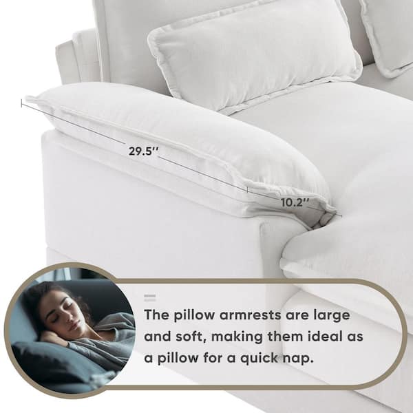 Z-joyee 123 in Wide Pillow Top Arm Chenille U-Shaped Modern
