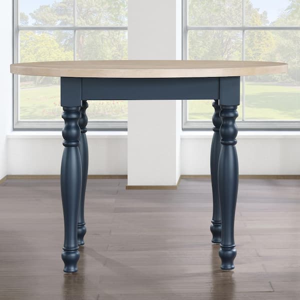 Darcy Light Sand Wood 4 Leg Blue Dining Table Seats 4