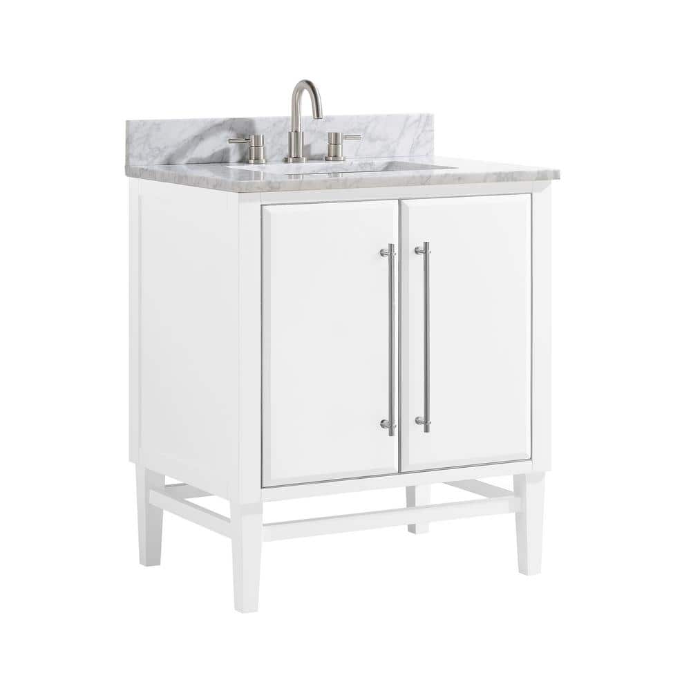 Mason 31'' White Solid Wood Vanity with Marble Top