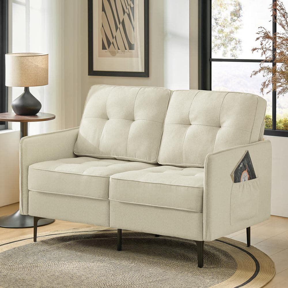 "Sandro 53"" Linen Mid-Century Modern Polyester 2-Seater Loveseat with Tufted Cushions and Backrests" price history on PriceWatchPro