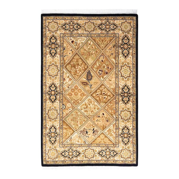 Mogul Brown 3 x 4 Oriental Wool Indoor Runner Rug
