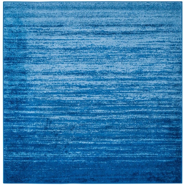 SAFAVIEH Adirondack Light Blue/Dark Blue 10 ft. x 10 ft. Solid Color Striped Square Area Rug