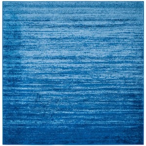 Adirondack Light Blue/Dark Blue 4 ft. x 4 ft. Square Solid Area Rug