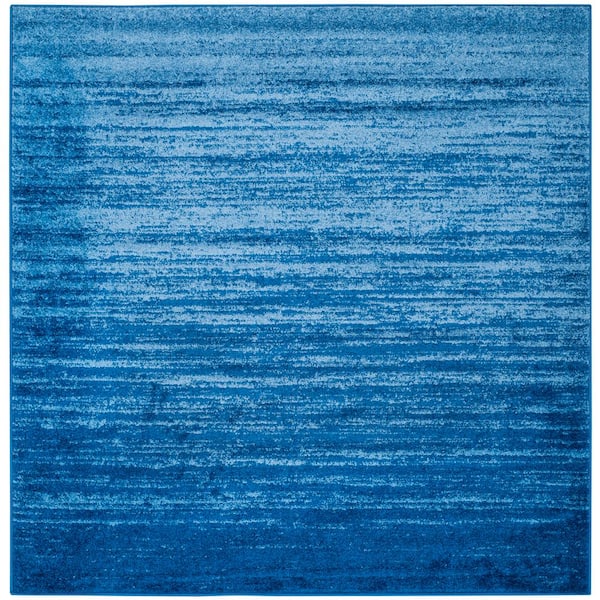Adirondack Light Blue/Dark Blue 6 ft. x 6 ft. Square Solid Area Rug