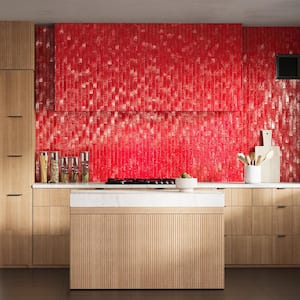 Virtuo Crimson Red 1.45 in. x 9.21 in. Polished Crackled Ceramic Subway Wall Tile (4.65 sq. ft./Case)