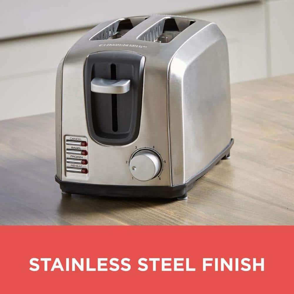 Stainless Steel 2-Slice Extra Wide Slot Toaster in Silver