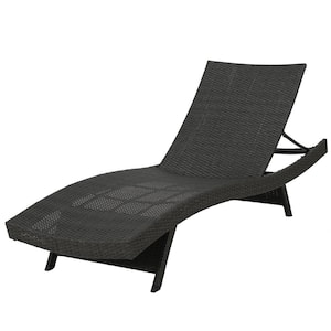 Modern Wicker Outdoor Chaise Lounge in Gray with Adjustable Backrest