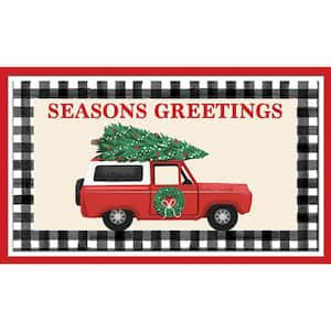 Vintage SUV Seasons Supreme Entry 18 in. x 30 in. Holiday Doormat