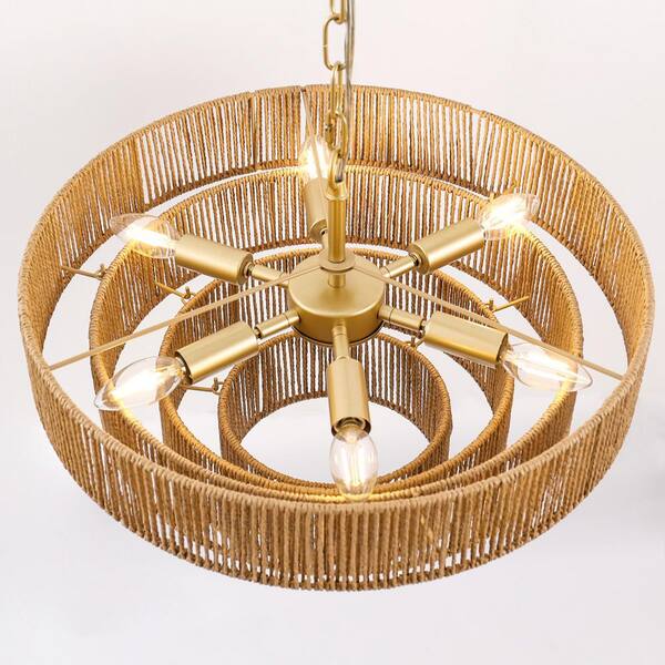 Emeritpro 19.7 in. Farmhouse 6-Light Boho Large Copper