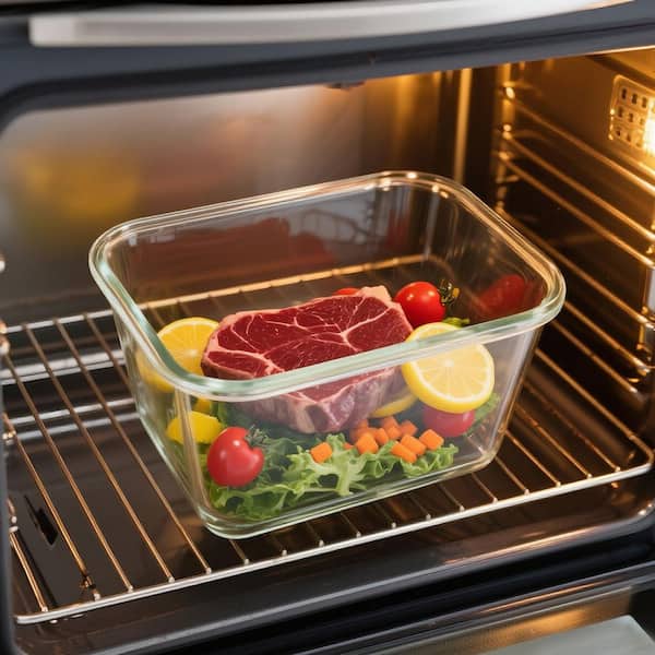 2-Pack Airtight Large Glass Food Storage Containers Set 85 oz. Leakproof Lids Oven Microwave Freezer Safe