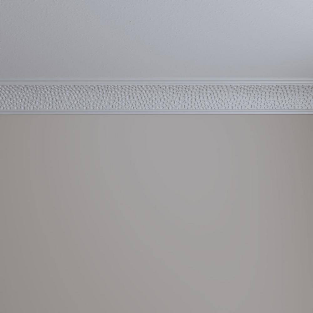 Primed White Geometric Polyurethane Crown Moulding Sample, 12" Length