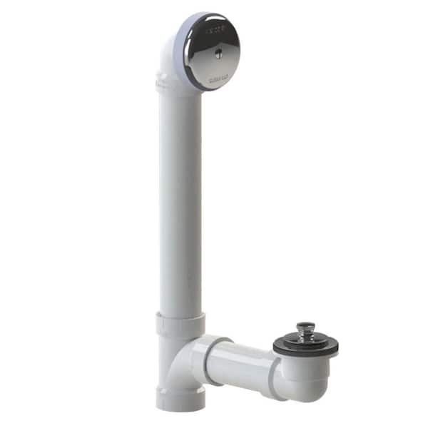 Watco 600 Series 16 in. Sch. 40 PVC Bath Waste with Push Pull Bathtub Stopper in Chrome Plated