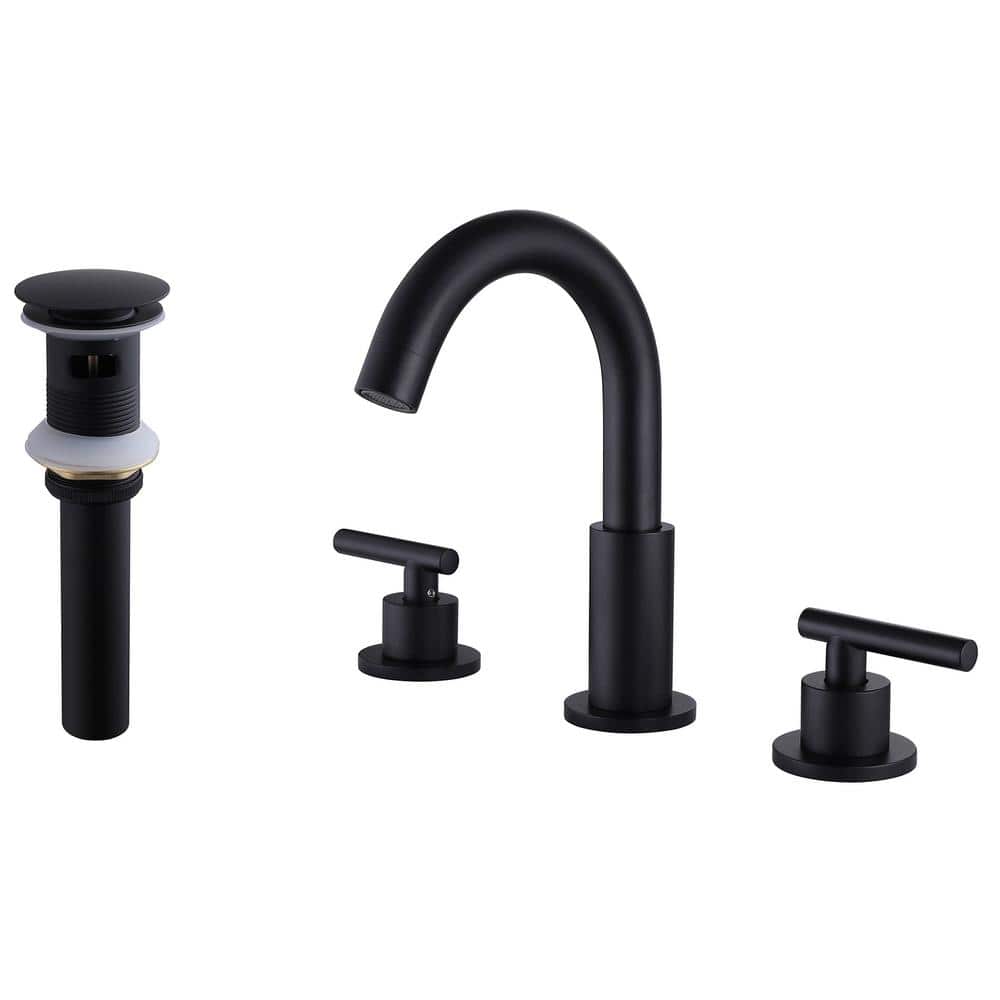 8 in. Widespread Double Handle Bathroom Faucet with Drain Assembly Modern 3 Hole Brass Bathroom Basin Tap in Matte Black price history on PriceWatchPro
