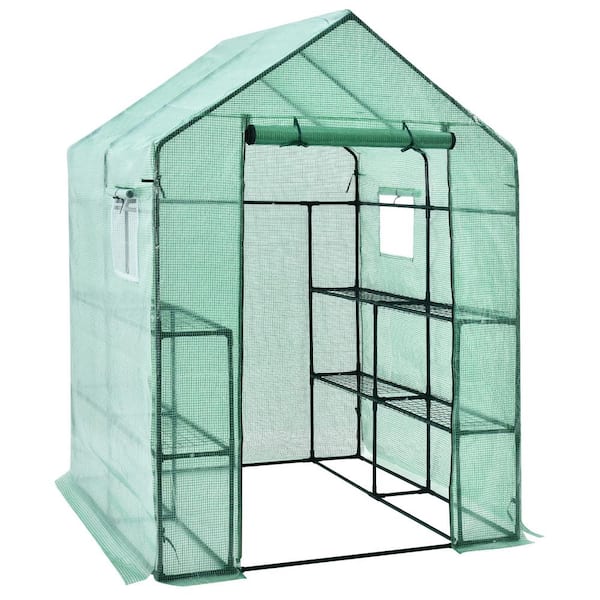 ANGELES HOME 56 in. W x 56 in. D x 77 in. H Walk-in Greenhouse Gardening with Observation Windows