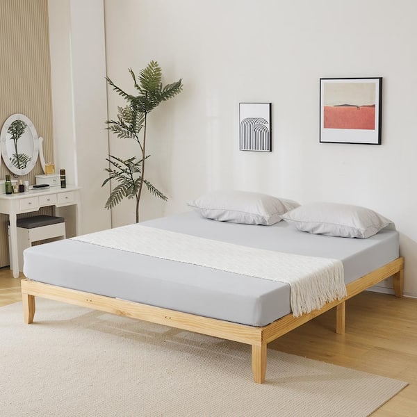 Karl home Yellow Wood Frame Pine Wood King Platform Bed Single Bunk Bed