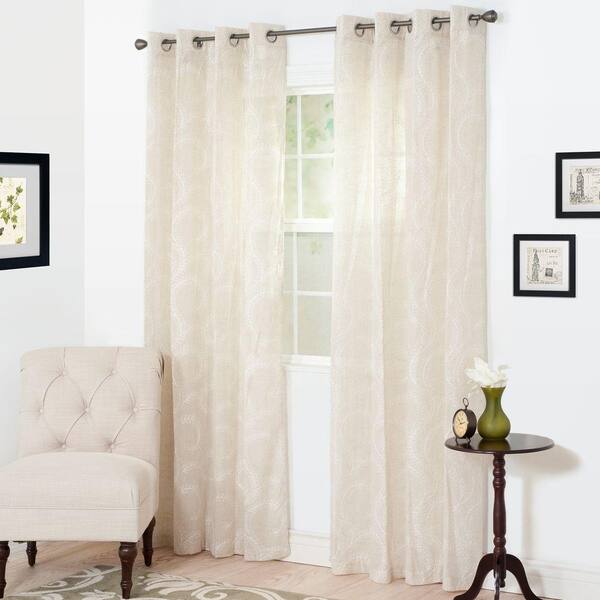null White Abstract Grommet Room Darkening Curtain - 54 in. W x 108 in. L