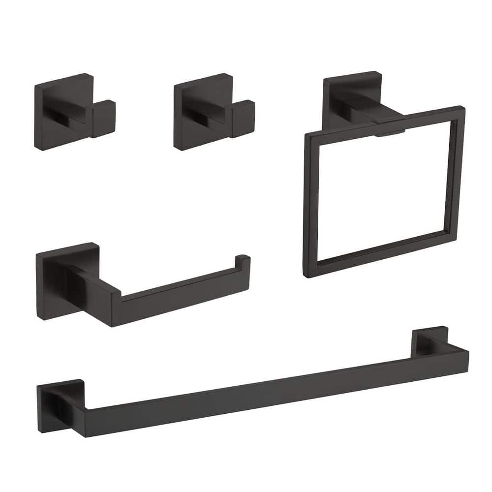 5-Piece Stainless Steel Bath Hardware Set with Mounting Hardware in Black price history on PriceWatchPro