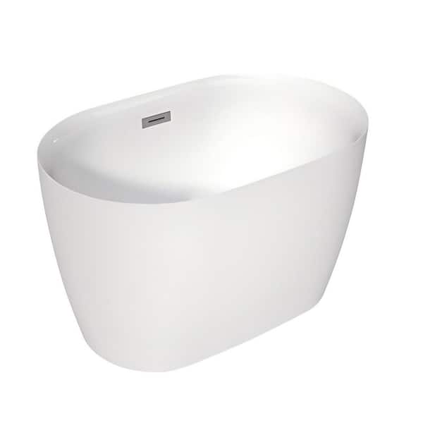43 in. x 28 in. Acrylic Freestanding Flatbottom Japanese Soaking Bathtub in White