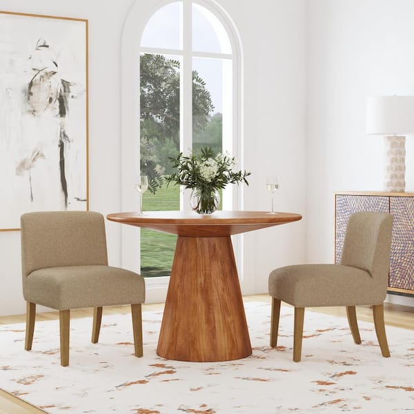 Homepop Brown Boucle Upholstered Dining Chair with Wood Legs