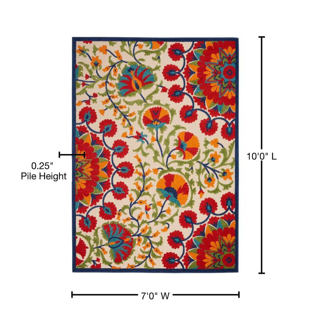 Nourison Aloha Multicolor Floral Synthetic Outdoor Rug