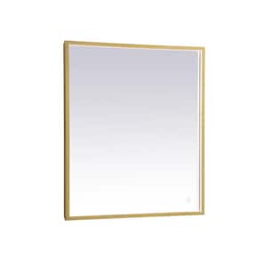 Timeless Home 27 in. W x 30 in. H Modern Rectangular Aluminum Framed LED Wall Bathroom Vanity Mirror in Brass