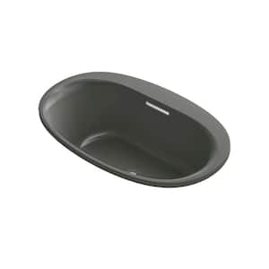 Underscore 60 in. x 36 in. Combination Acrylic Oval Drop-in Non-Whirlpool Bathtub with Center Drain in Thunder Grey