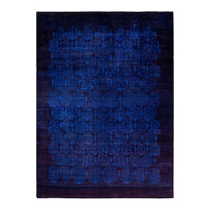 One-of-a-Kind Contemporary Purple 10 ft. x 14 ft. Hand Knotted Overdyed Area Rug