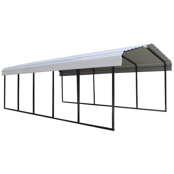 Arrow 12 ft. W x 24 ft. D x 7 ft. H Eggshell Galvanized Steel Carport, Car Canopy and Shelter