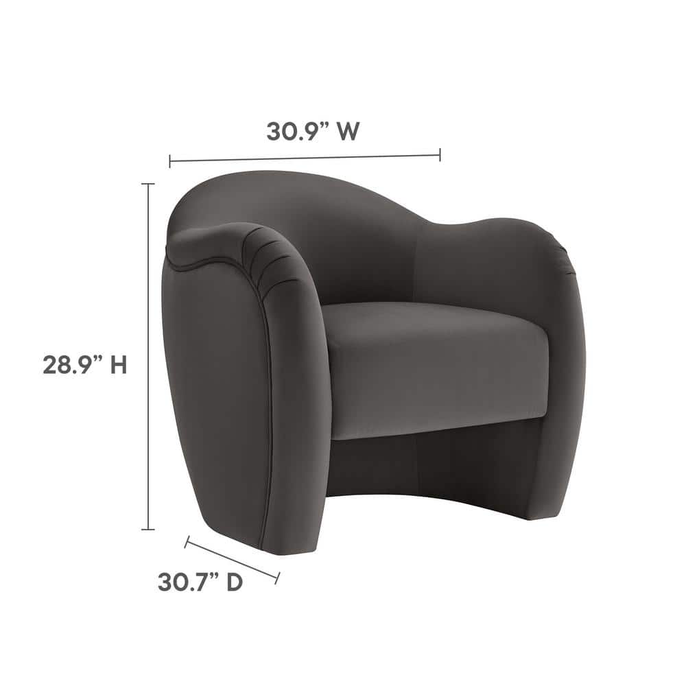 Storm Gray Velvet Barrel Swivel Accent Chair with Wood Frame