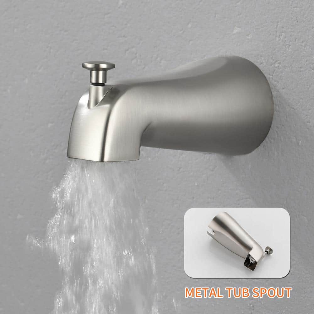 Brushed Nickel Dual Handle Rain Shower Faucet Set with Handheld