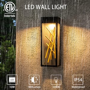Kohls Matte Black Outdoor Hardwired Wall Lantern LED Sconce with Golden Branch Decoration